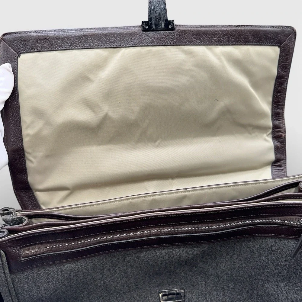 TUMI Bedford Carlisle Briefcase Laptop Bag Messenger Brown Leather Canvas